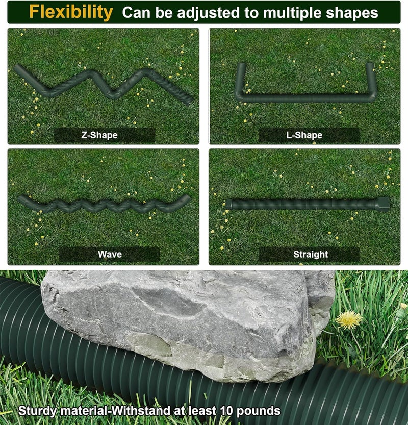 Ogutter Rain Gutter Downspout Extensions, Downspout Extender for Rainwater Drainage Flexible, Down Spout Drain Extension Pipe and Extendable from 21 to 66 Inches (4 Pack, Green) - Image 2